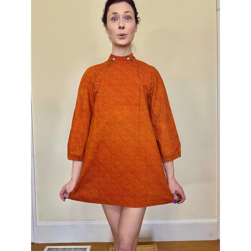 SOLD 1968 Orange Squiggle Marimekko Zipper Mini - Picture 11 of 11